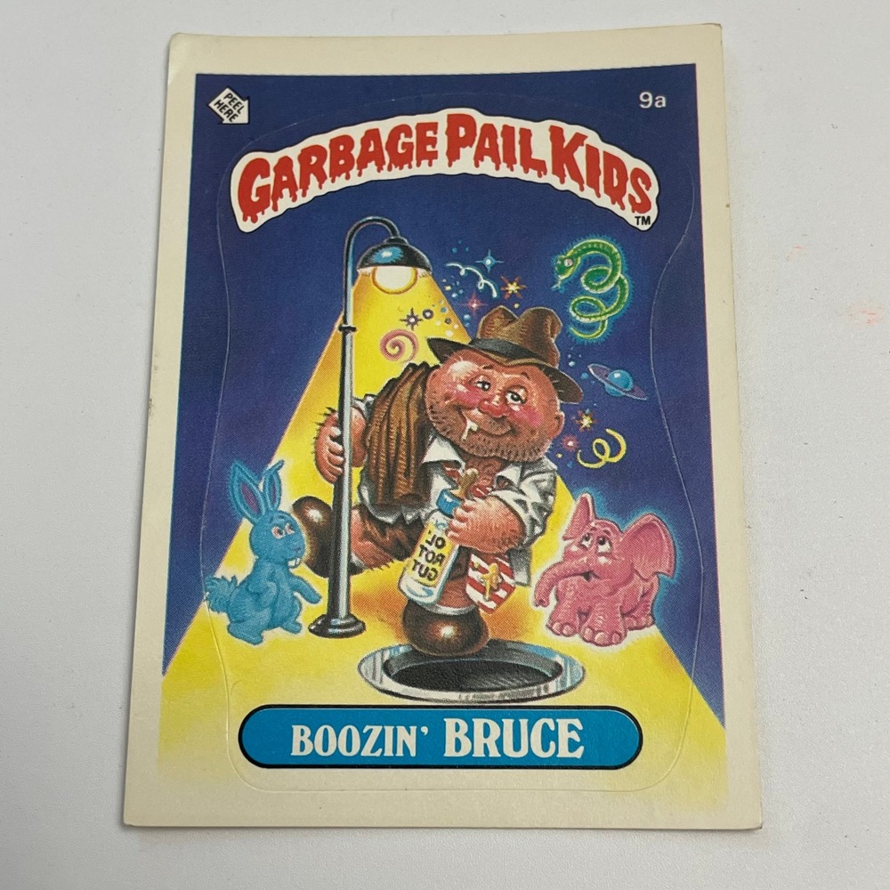1985 Garbage Pail Kids Series 1 Boozin' Bruce 9a Vintage Topps Sticker Card